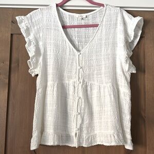La Miel Womens S White Flutter Sleeve Top Blouse Fairy whimsy goth Baby doll